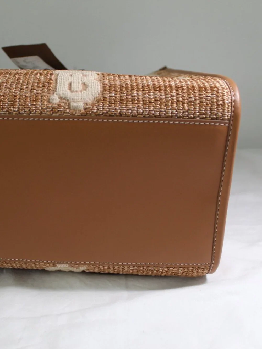 NWT Burberry Freya Raffia Natural Logo Large Tote Shoulder Bag Shopper